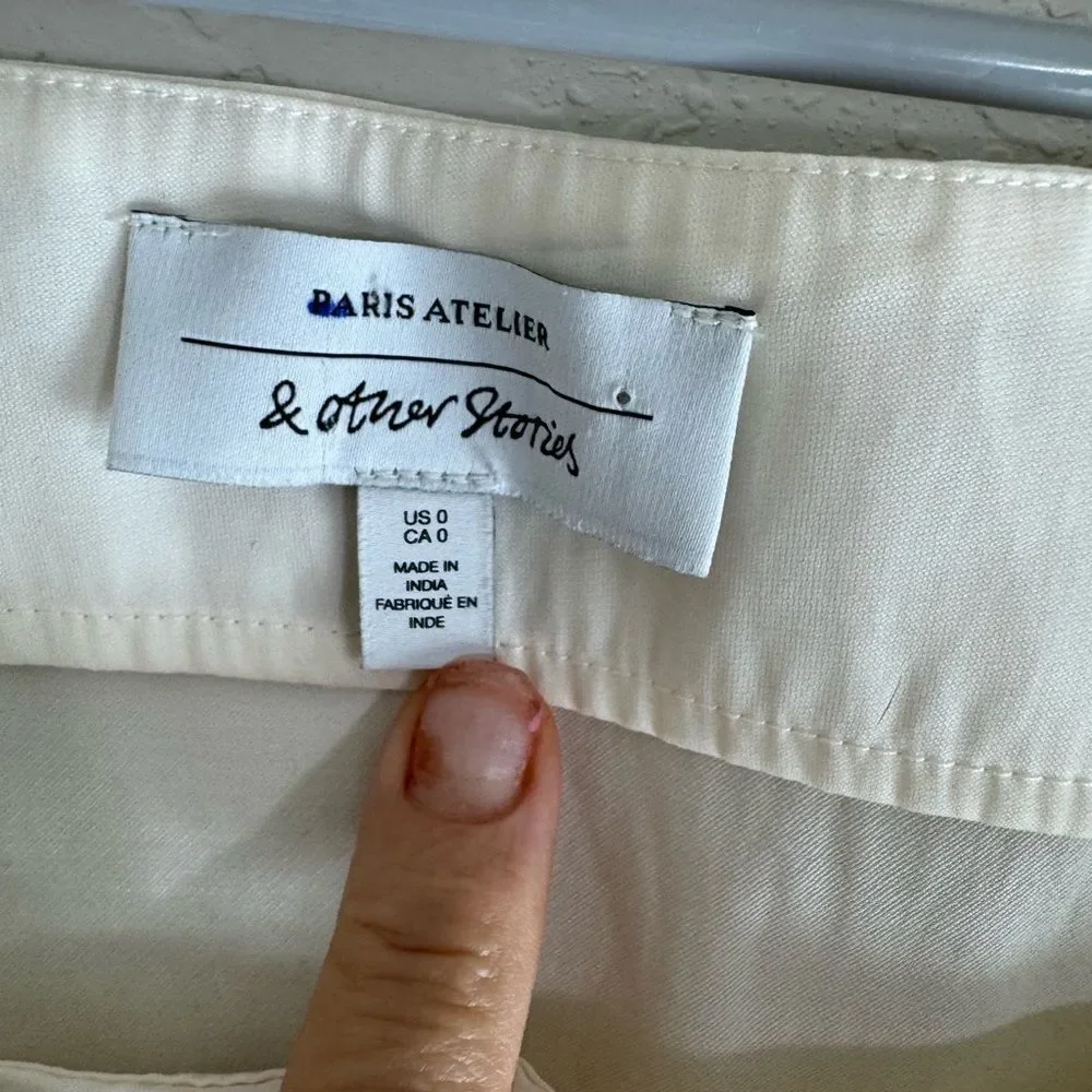 & Other Stories Cream Square Neck Button-Up Blouse Size 0 - Picture 3 of 11